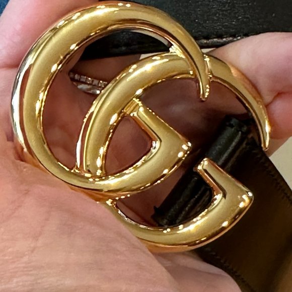 Gucci Accessories - Gucci Black Belt with Interlocking GG Bright Gold Buckle